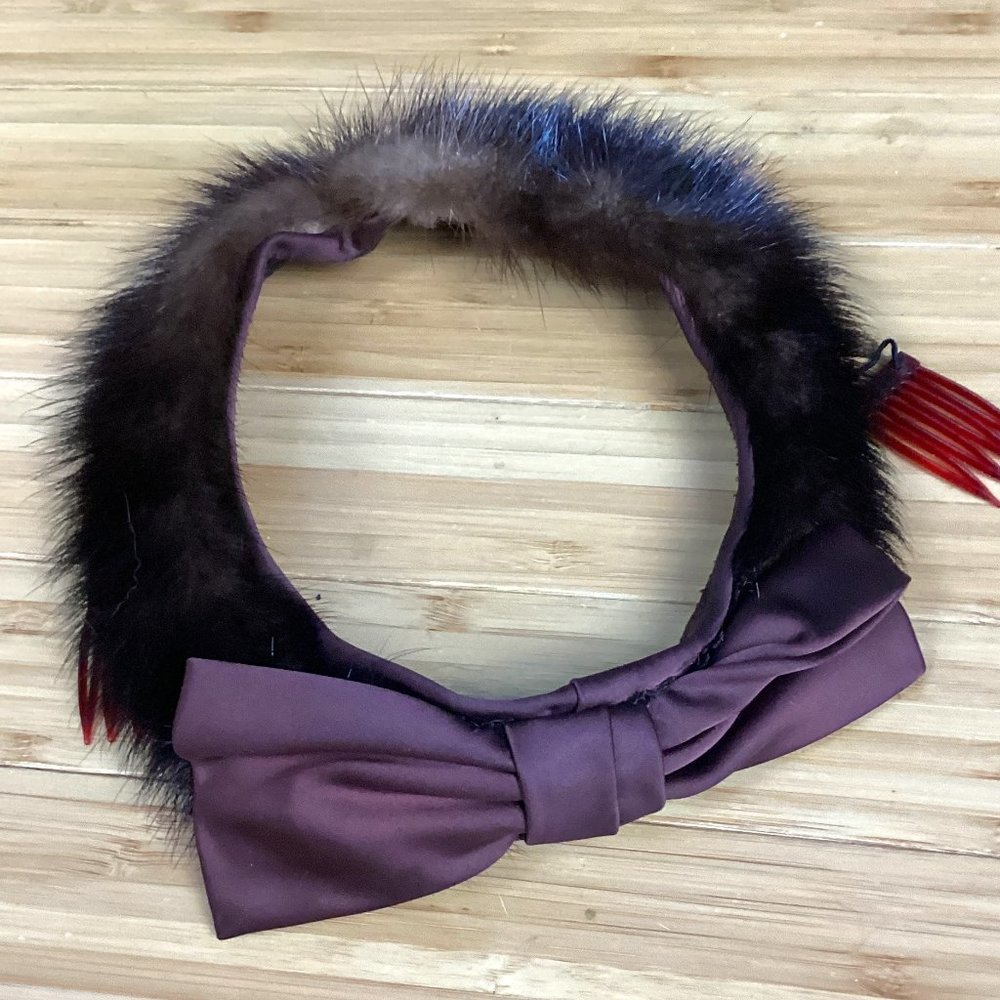 Vintage Mink Circle Hat w/ Bow